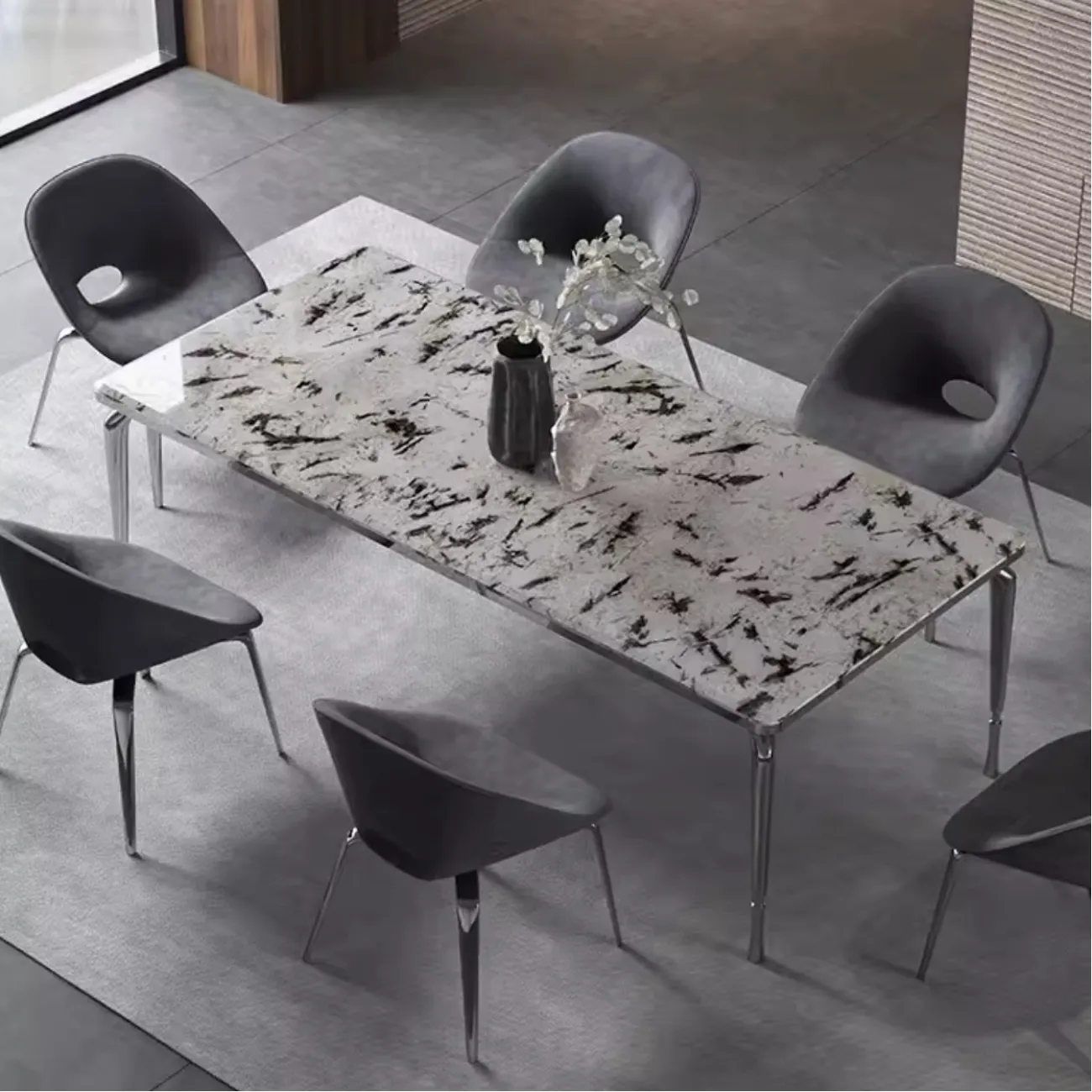 Обеденный стул с фигурной спинкой из матовой хлопковой ткани XPW 35726-29