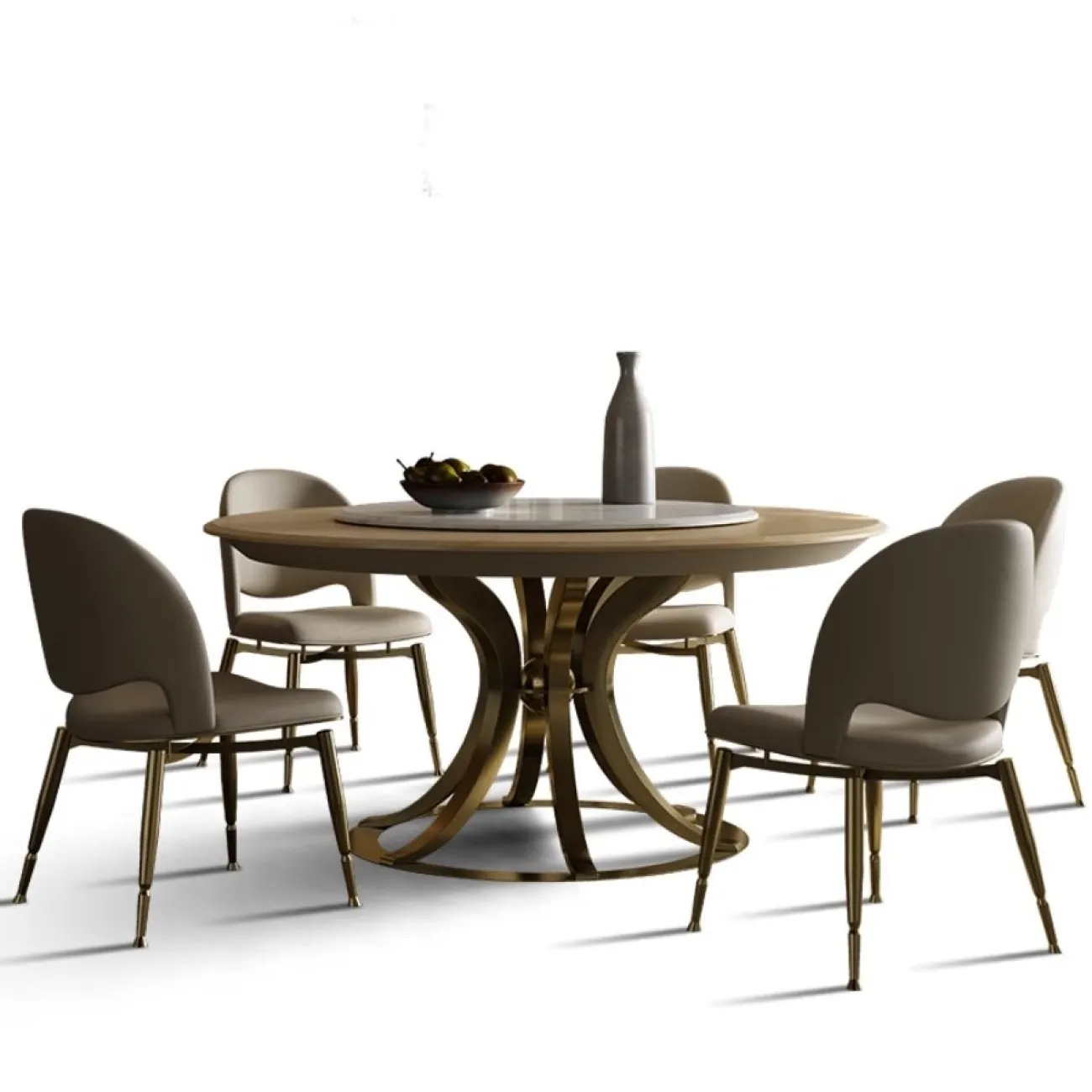 Роскошный круглый обеденный стол из натурального мрамора с поворотным механизмом XPW 35727-29