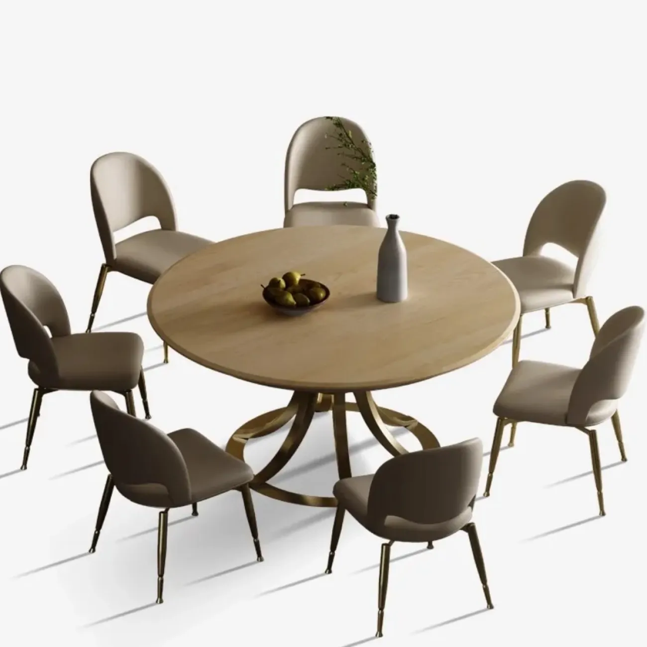 Роскошный круглый обеденный стол из натурального мрамора с поворотным механизмом XPW 35727-29