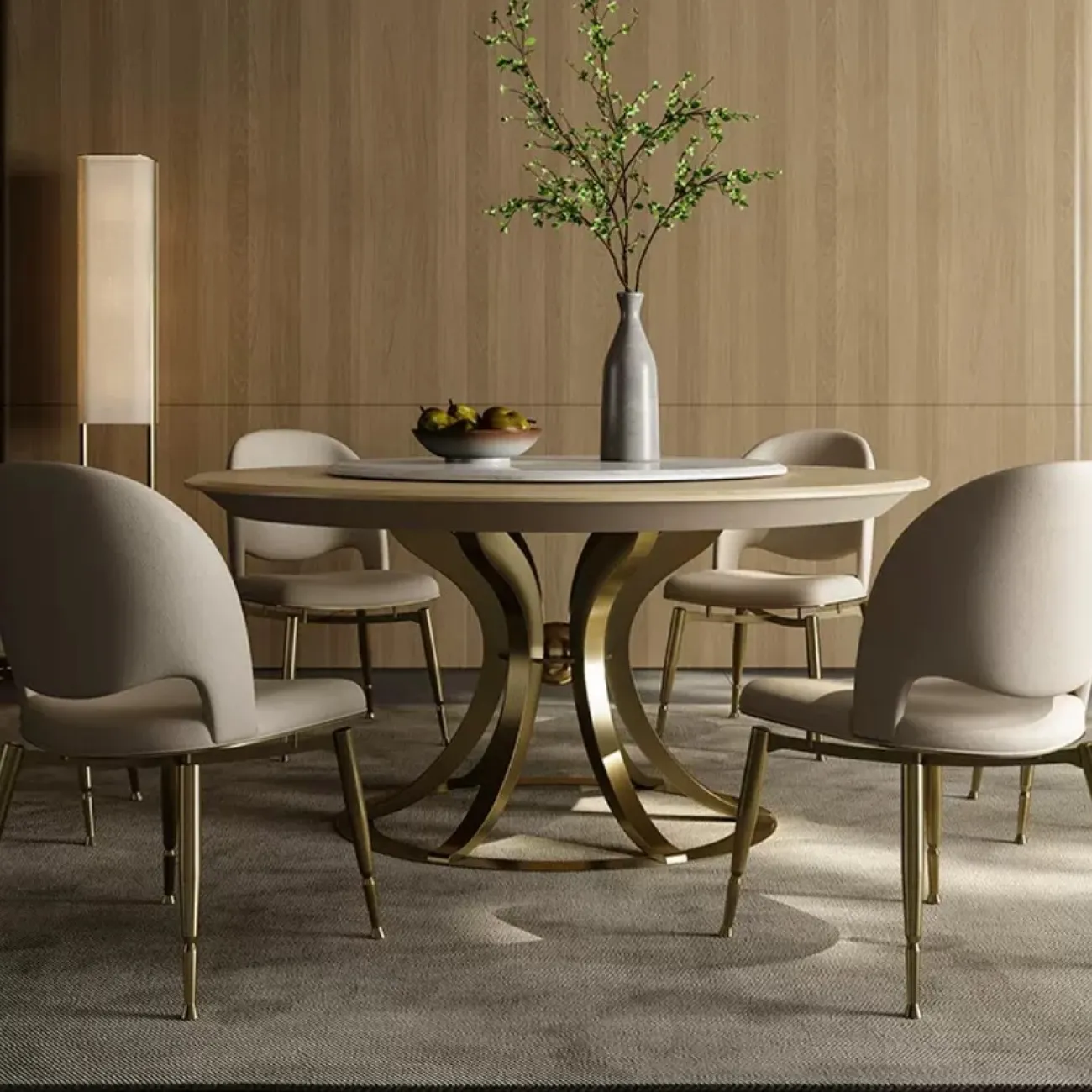 Роскошный круглый обеденный стол в сочетании с поворотным столом XPW 35734-29