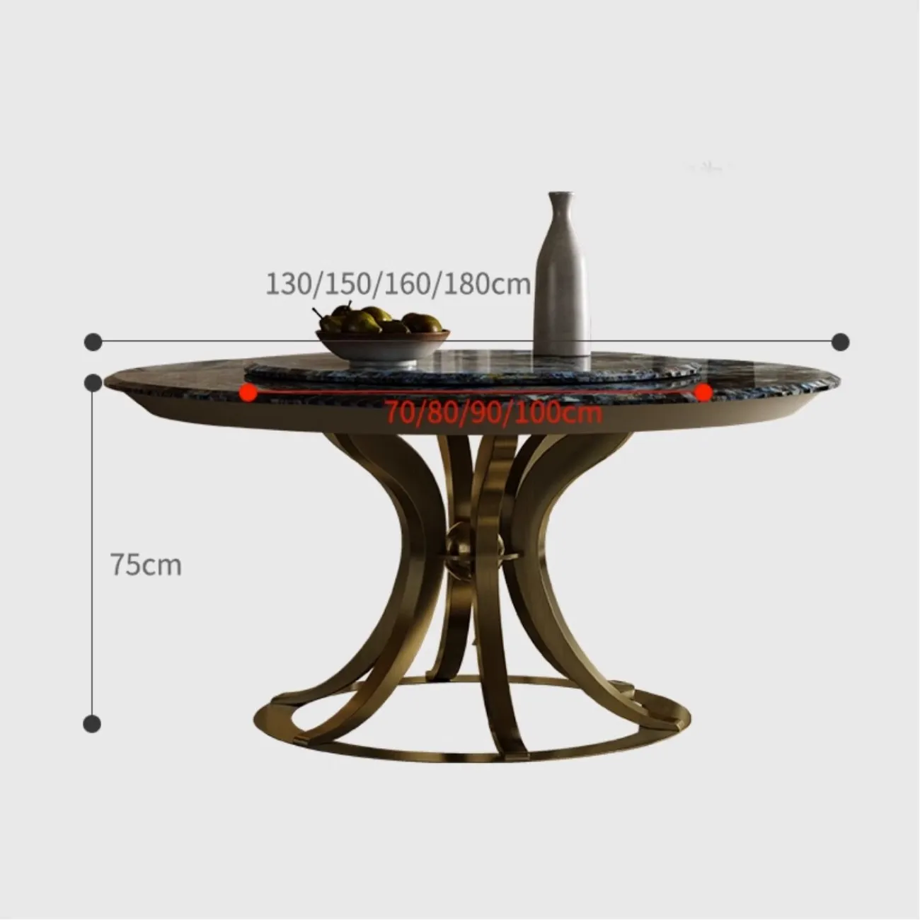 Роскошный круглый обеденный стол в сочетании с поворотным столом XPW 35734-29