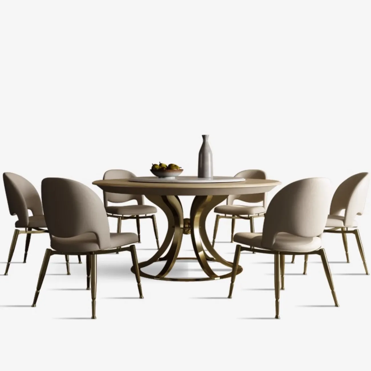 Роскошный круглый обеденный стол в сочетании с поворотным столом XPW 35734-29