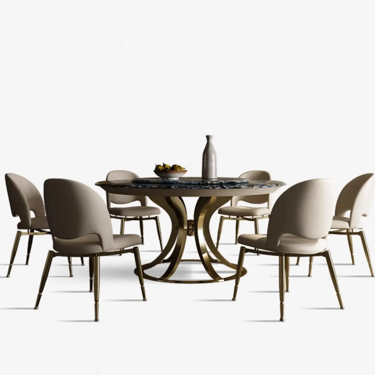 Роскошный круглый обеденный стол в сочетании с поворотным столом XPW 35734-29