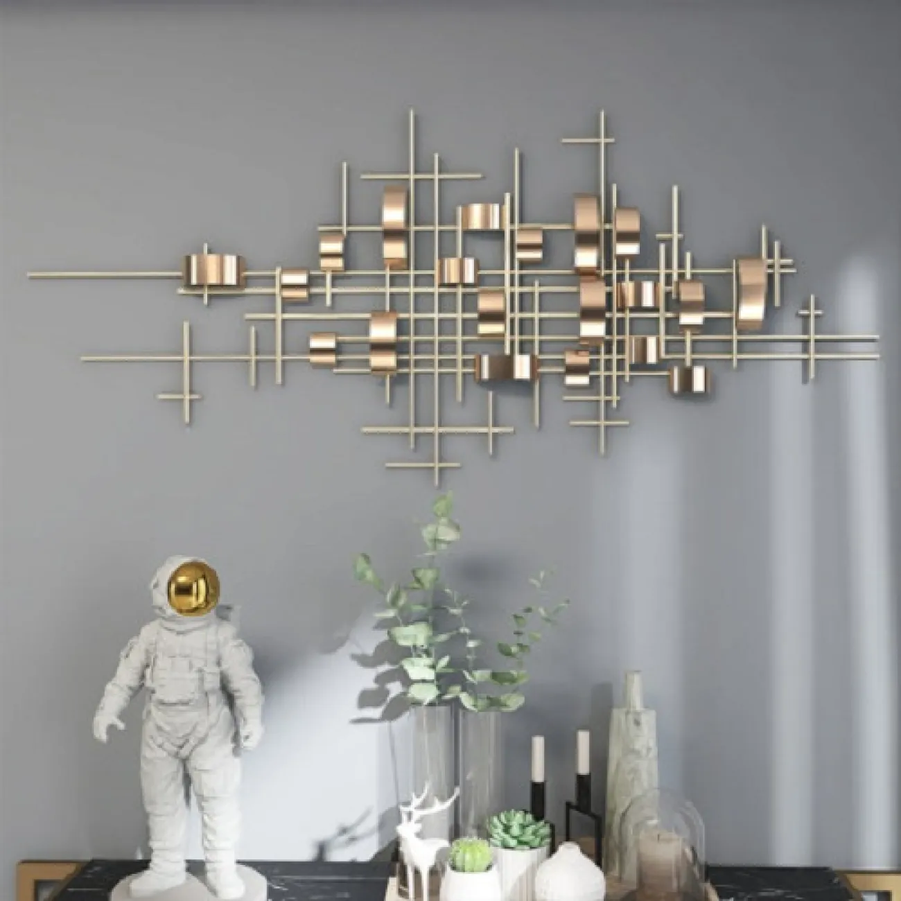 Настенный геометрический декор Parallel из кованого железа