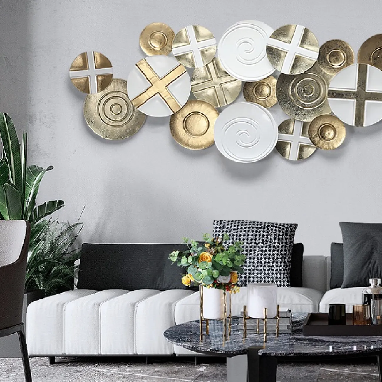 Настенный дизайнерский 3D декор Stereo из кованого железа в скандинавском стиле