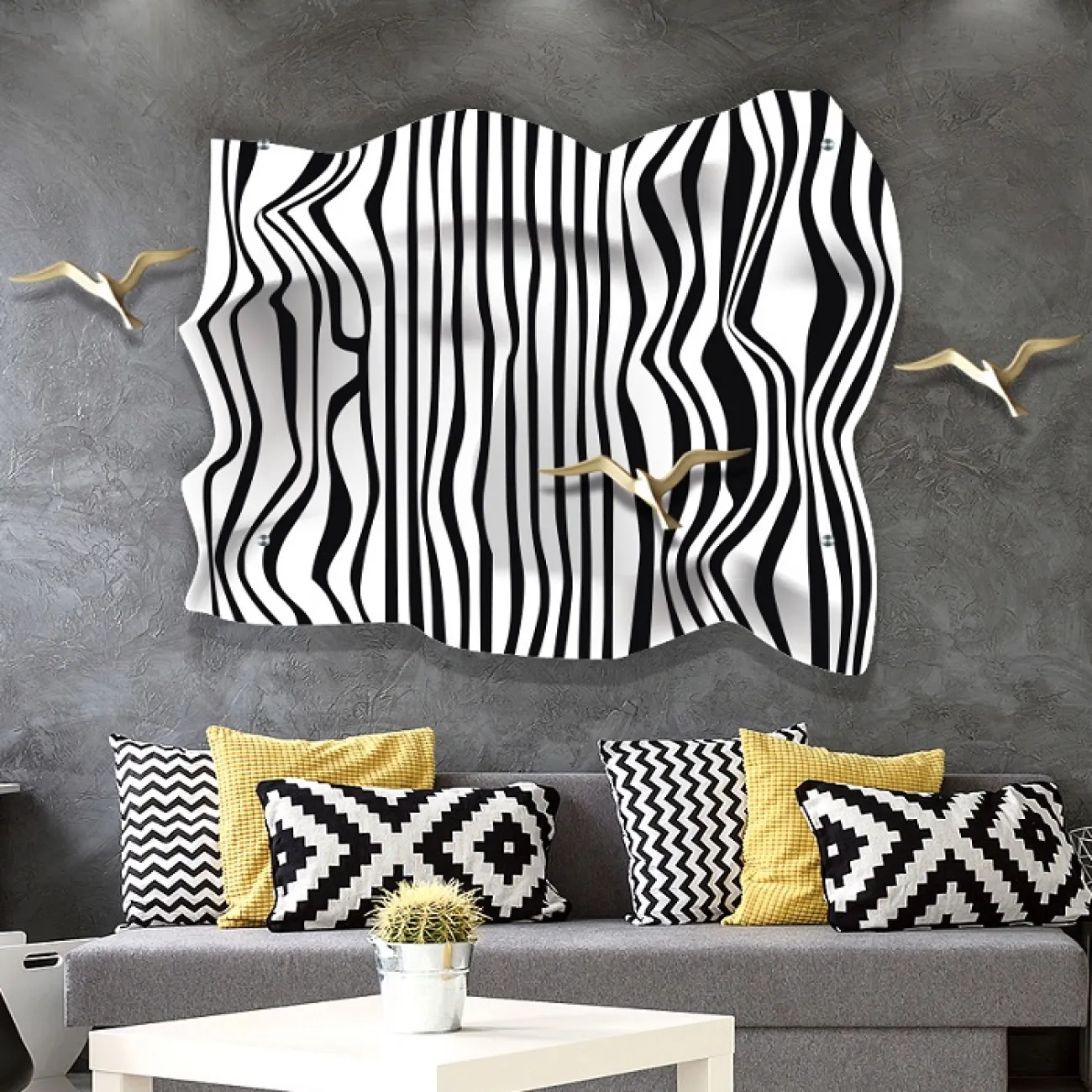 Дизайнерская акриловая картина в скандинавском стиле Black & White