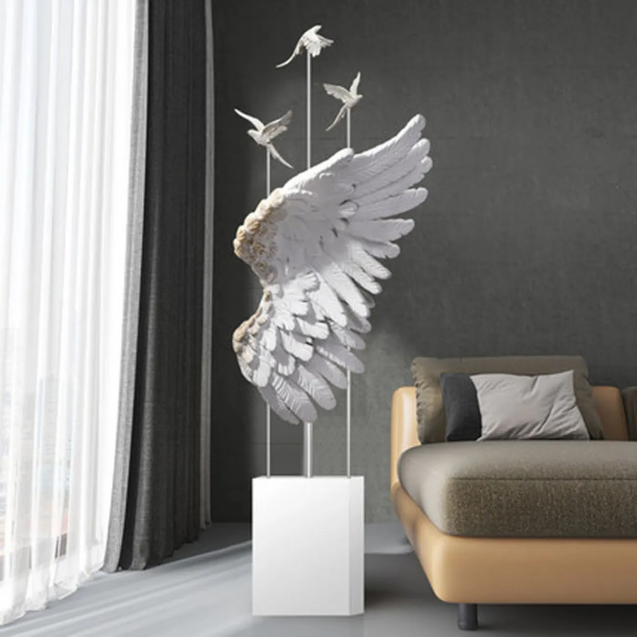 Напольная Статуэтка Feather ручной росписи