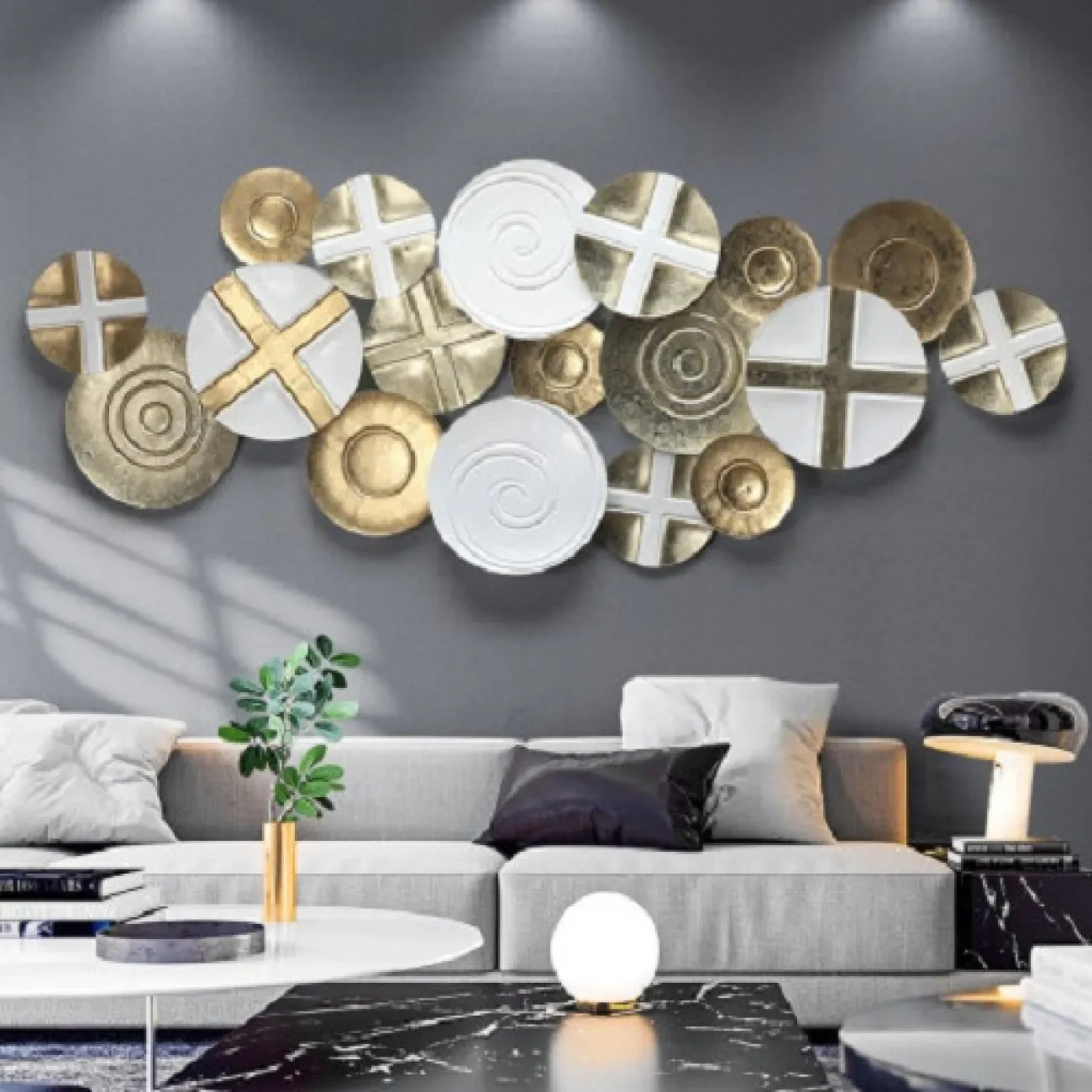 Настенный дизайнерский 3D декор Stereo из кованого железа в скандинавском стиле