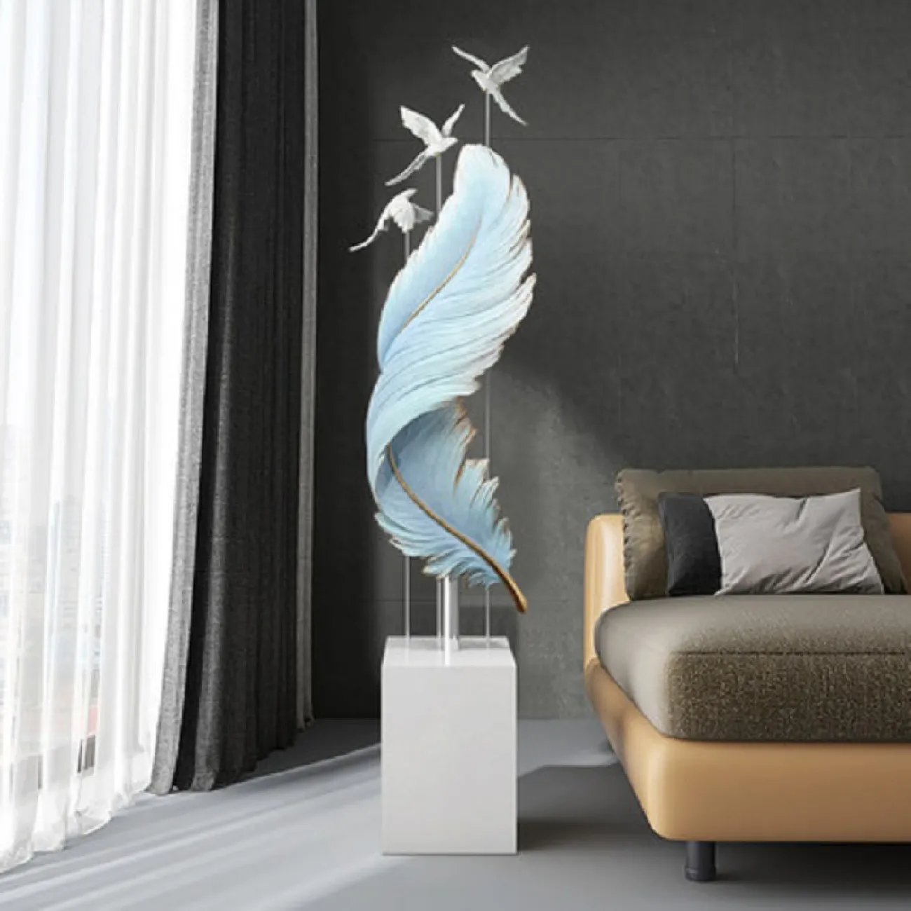 Напольная Статуэтка Feather ручной росписи Напольная Статуэтка Feather ручной росписи