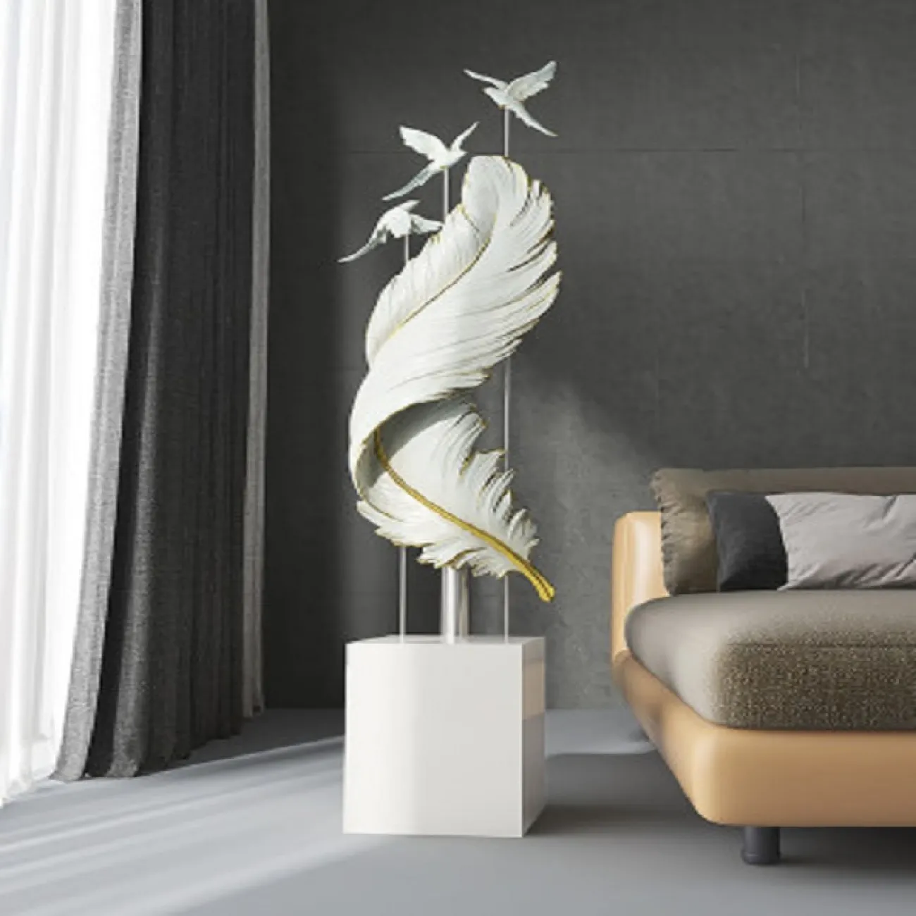 Напольная Статуэтка Feather ручной росписи Напольная Статуэтка Feather ручной росписи