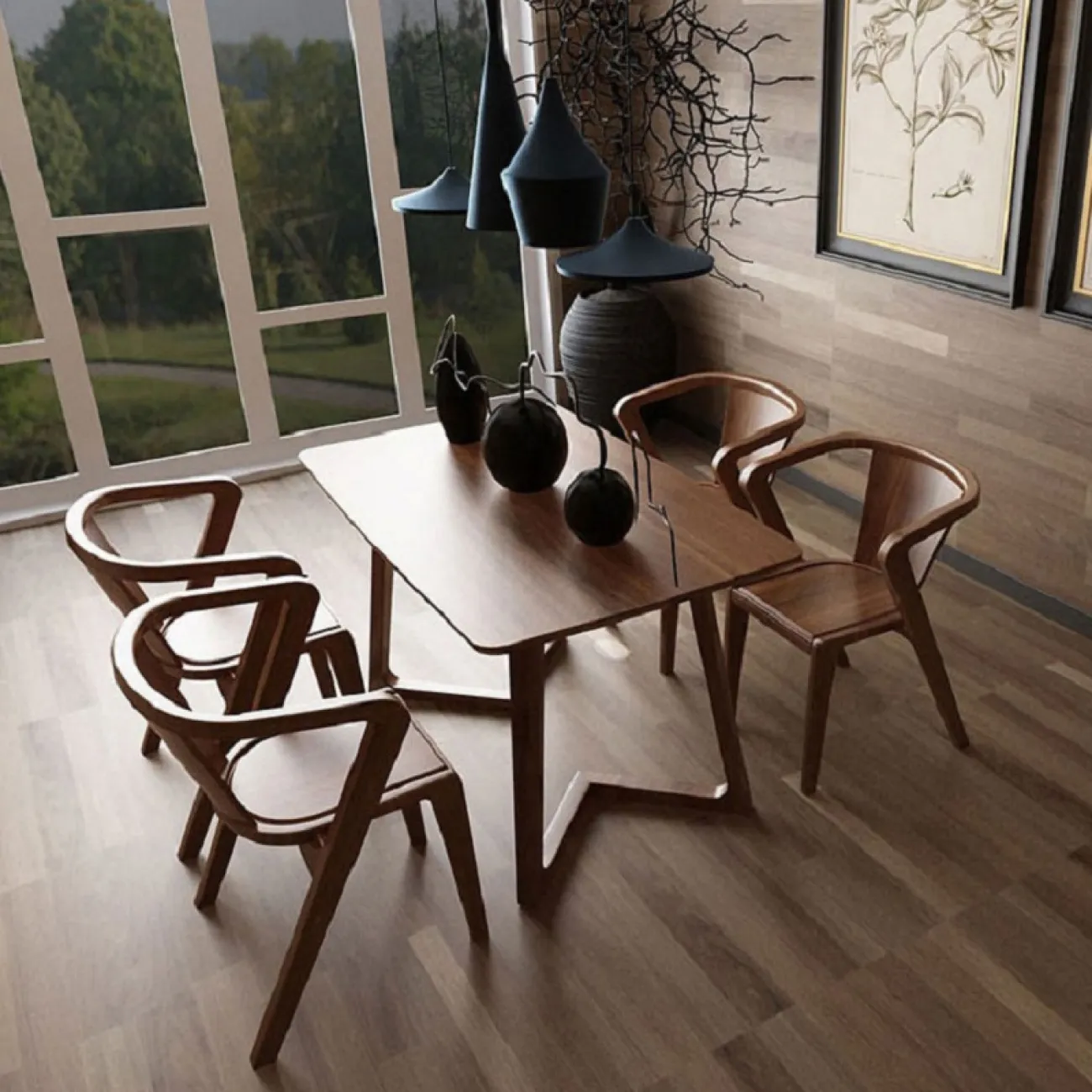  Деревянный обеденный стул с подлокотниками Nest Wings в скандинавском стиле