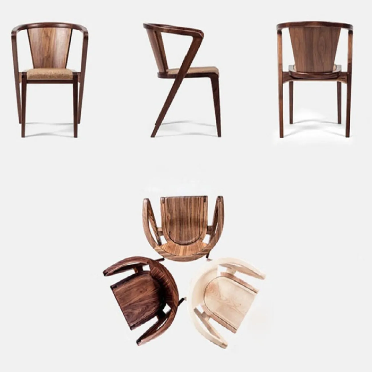  Деревянный обеденный стул с подлокотниками Nest Wings в скандинавском стиле